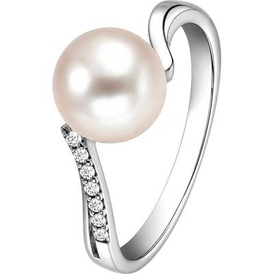 Zlaton Prsten bílé zlato perla osazený diamanty s diamanty 000511611184