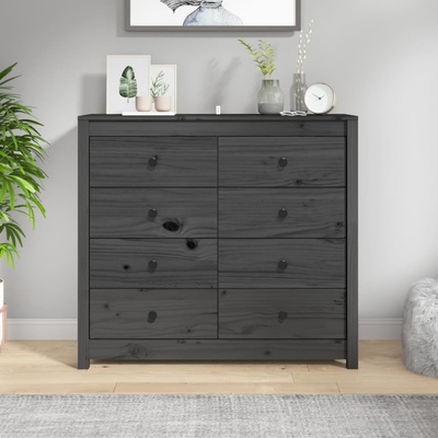 vidaXL Страничен шкаф сив 100x40x90 см борово дърво масив (821771)