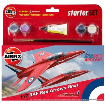 Airfix Малък стартов комплект на самолет " RAF Red Arrows Gnat 1/72 (985105)