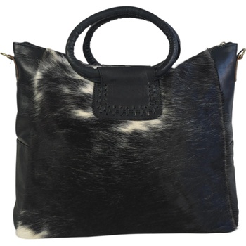 Кожена дамска чанта с косъм