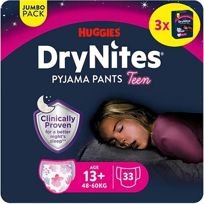 Huggies Dry Nites pre dievčatá 13 rokov+ 48-60kg 33ks