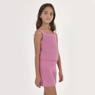 Mayoral Трикотажен комплект с шорти за момиче Майорал в розово