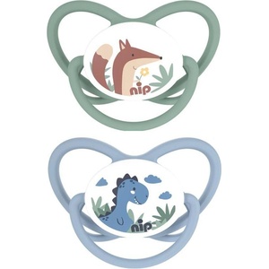 NIP Силиконови залъгалки NIP - Butterfly, Динозавър и лисица, 0-6 м, 2 броя (340008213105063) - baby