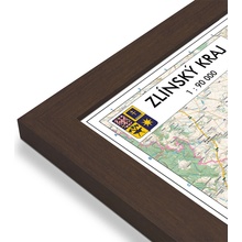 ZES Zlínský kraj - nástěnná mapa 150 x 95 cm Varianta: mapa v dřevěném rámu, Provedení: Pegi skořice