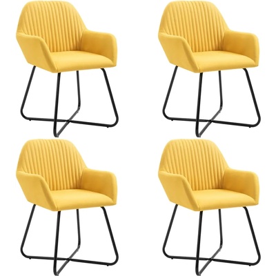 vidaXL Трапезни столове, 4 бр, жълти, текстил (277108)