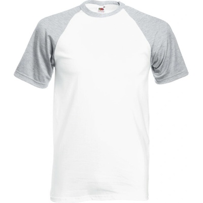 Fruit of the Loom tričko Baseball T raglánové krátký rukáv pánské bílé /melír šedé