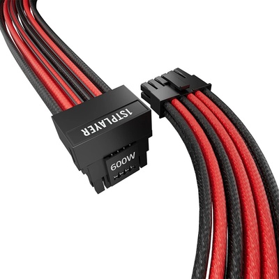 1stPlayer модулен кабел Custom Sleeved Modding Cable Black/Red - PCIe 5.0 12VHPWR M/M (FM2-B-BR)