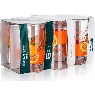 VALUE sklenic VALUE ORANGE 6ks 250 ml