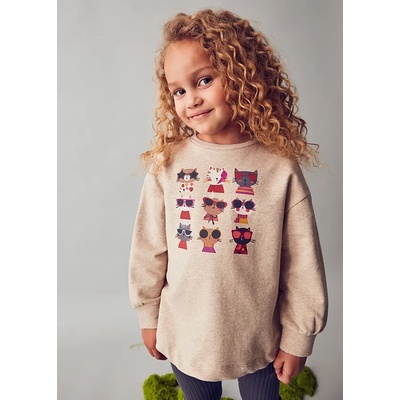 Mayoral Комплект бежова плътна блуза и тъмносив клин рипс за мини момиче Mayoral