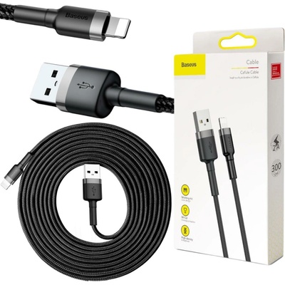 Baseus CALKLF-RG1 USB-A -> Lightning / iPhone, 300cm, černý, šedý