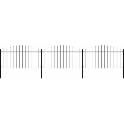 vidaXL Zahradní plot s hroty ocel (1,25–1,5) x 5,1 m černý