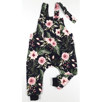 Dětské laclové kalhoty s kytičkami