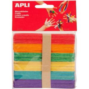 APLI - Дървени цветни пръчици за декорация - 50 броя (A13064)