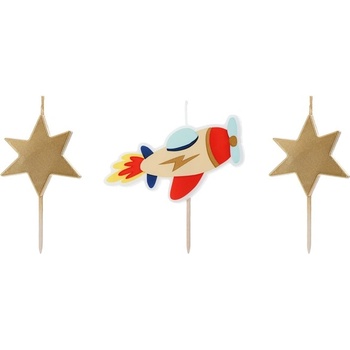 Party Deco Свещички за Рожден Ден - Ретро Самолет (1 Пакет / 3 Бр. )