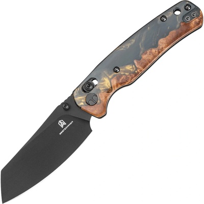 Bestechman CICADA'S WING 10Cr15MoV black PVD with Wood and Black&Gold resin handle BMK06-W-6