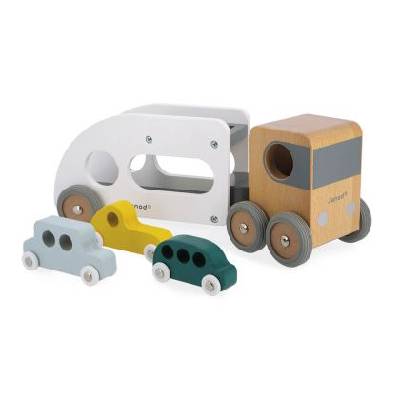 - Дървена играчка - Автовоз с три автомобила (J04637)