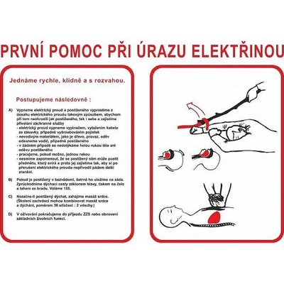 Tabulka První pomoc při úrazu elektřinou, A3, plast - T 77810001