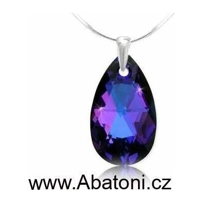 Swarovski Elements Stříbrný náhrdelník visací fialová slza, kapka 34252.3 Heliotrope