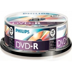 Philips DVD-R 4, 7Gb 16x цилиндричен 25 бр. в опаковка (5 етикета) PH922555 / DPHMC25 (PH922555 / DPHMC25)