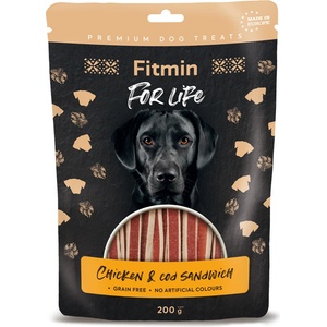 Dibaq Fitmin For Life Лакомство от пилешки сандвич с треска за кучета 200 g