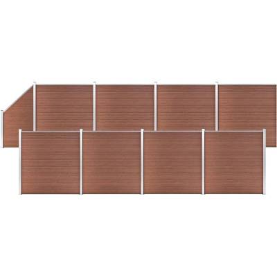 OMAXI Plotová sada WPC 8 čtvercových + 1 šikmý díl 1484x186 cm hnědá 908694