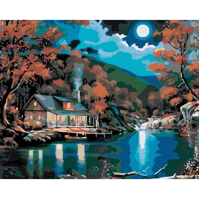 zuty Malování podle čísel Chatka u jezera 100 x 80 cm vypnuté plátno na rám 8596530023234