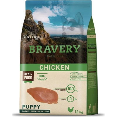 Bravery Puppy Large/Medium Chicken 2 x 12 kg