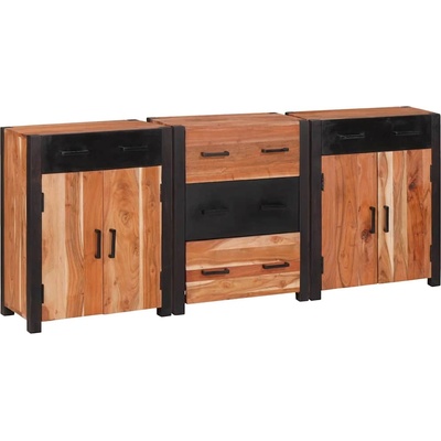 vidaXL Служебен шкаф с чекмедже 3 pcs Кафяво 165 x 30 x 75 см (3321527)