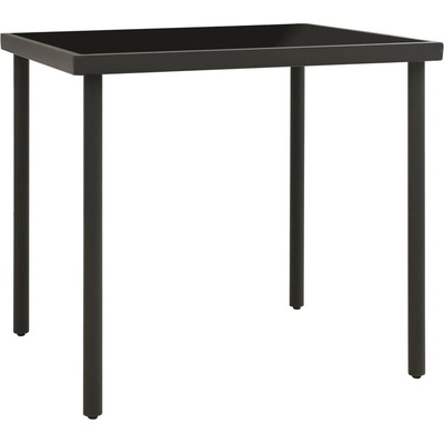 Градинска трапезна маса, антрацит 80x80x72 cм стъкло и стомана
