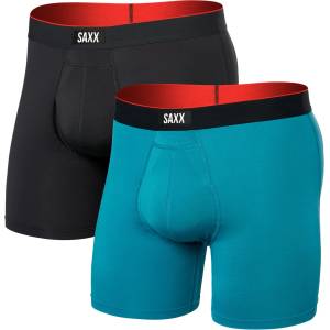 Saxx Мъжко синтетично термобельо Saxx Multi-Sport Mesh Boxer Brief Fly 2-Pack Synthetic base layer - Hydro Blue / Faded Black (014-2360-0211)
