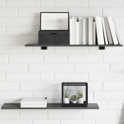 vidaXL Рафтове за етажерка, 8 бр, сив гланц, 80x20x1, 5 см, ПДЧ (805313)
