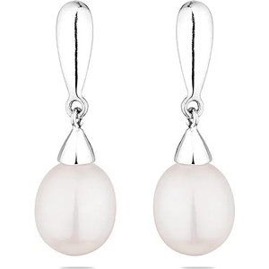 Swan Сребърни обици със сладководни бели перли CAA050 Swan