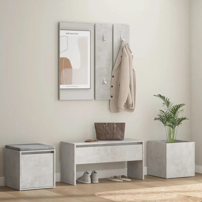 vidaXL Комплект мебели за антре, бетонно сиви, инженерно дърво (3082066)