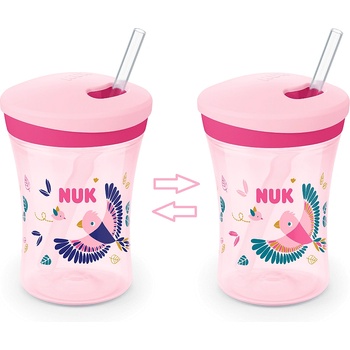 Nuk Чаша със сламка Nuk Evolution - Action Cup, 230 ml, 12+ месеца, Chameleon, Розова (10255574-Розов)