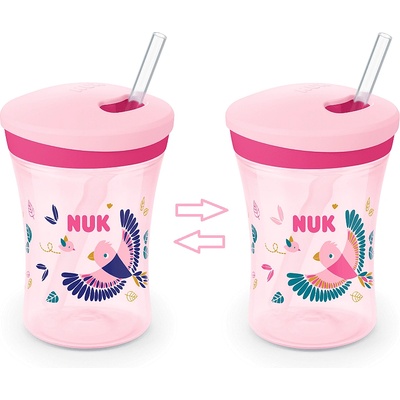 Nuk Чаша със сламка Nuk Evolution - Action Cup, 230 ml, 12+ месеца, Chameleon, Розова (10255574-Розов)