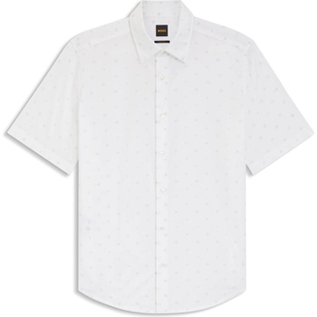HUGO BOSS Риза с къс ръкав Boss Mens BOSS ORANGE Short Sleeve Shirt - White 100