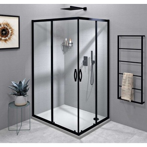 SAPHO Sigma Simply - Душ ъгъл 110x80 см, L/R вариант, прозрачно стъкло/матово черно GS2111B-04 (GS2111B-04)
