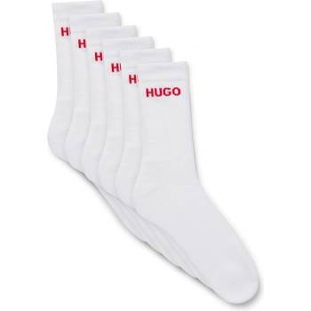 Image 1 of Hugo Чорапи Hugo Men's Ribbed Logo 6-Pack Crew Socks - White 100