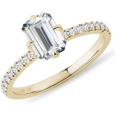 Klenota Zásnubní prsten emerald ve žlutém zlatě k0860013