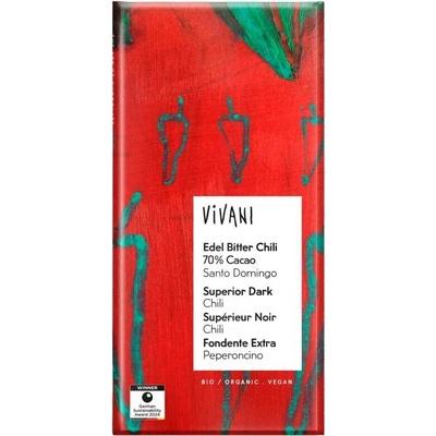 Vivani hořká čokoláda chili 70% Santo Domingo BIO 100 g
