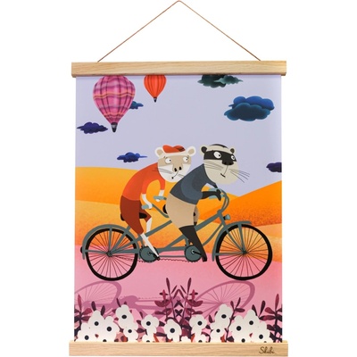 Art print plagát Skibi A3 - Ventilček a Dušička - dubová lišta uni