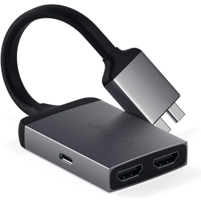 Satechi Адаптер с поддръжка на 4K за свързване от USB-C към HDMI за MacBook - Satechi USB-C to Dual HDMI 4K Adapter (тъмносив) (ST-TCDHAM)
