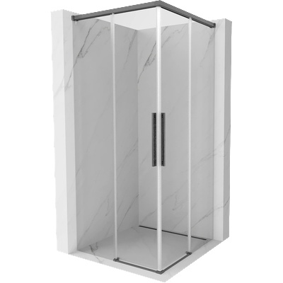 Mexen Rox Duo плъзгаща се душ кабина 95 x 95 cm, прозрачна, четкано сив металик - 8C2D-095-095-66-00 (8C2D-095-095-66-00)