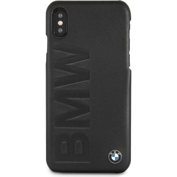 BMW Signature Debossed Logo Leather Case - кожен кейс (естествена кожа) за iPhone XS, iPhone X (черен)