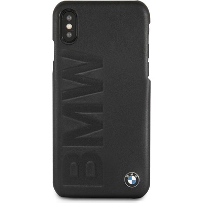 BMW Signature Debossed Logo Leather Case - кожен кейс (естествена кожа) за iPhone XS, iPhone X (черен)