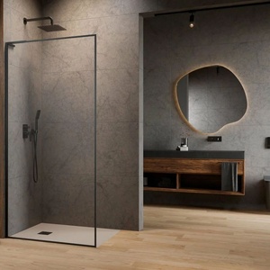 Radaway Параван за душ кабина Radaway Modo F SL II GunMetal, матово-прозрачен, 105 см, 8 мм закалено стъкло, ляв (10419105-92-01L)
