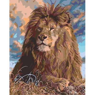 MALUJEŠ Malování podle čísel KRÁL ZVÍŘAT Rozměr 40 x 50 cm Rámování bez rámu a bez vypnutí plátna