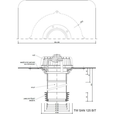 Sanačný vpust TW SAN BIT Typ: 125 BIT (144-154mm)