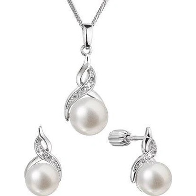 Evolution Group perlová súprava mašlička so zirkónmi a bielou riečnou perlou 29054.1B