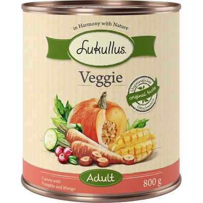 Lukullus 24х800г Veggie Lukullus, вегетарианска консервирана храна за кучета -моркови с тиква и манго